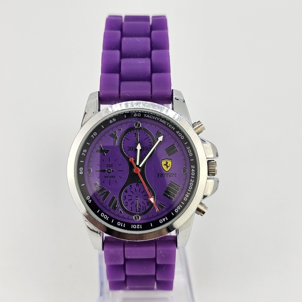 38MM Women's Watch Purple Dial‎ Purple Plastic Bands New Battery